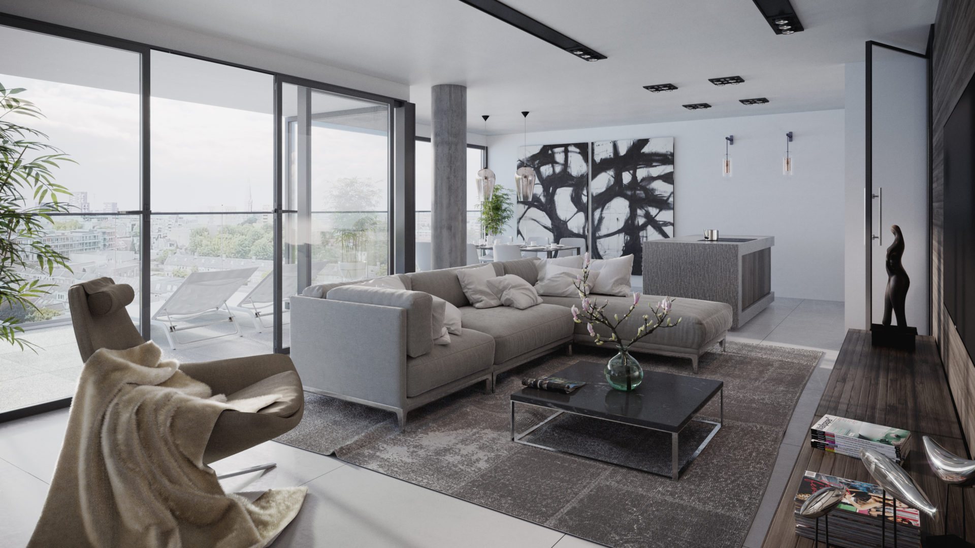 apartment interior, sofa, architectural visualization, 3d, render, pixelpool